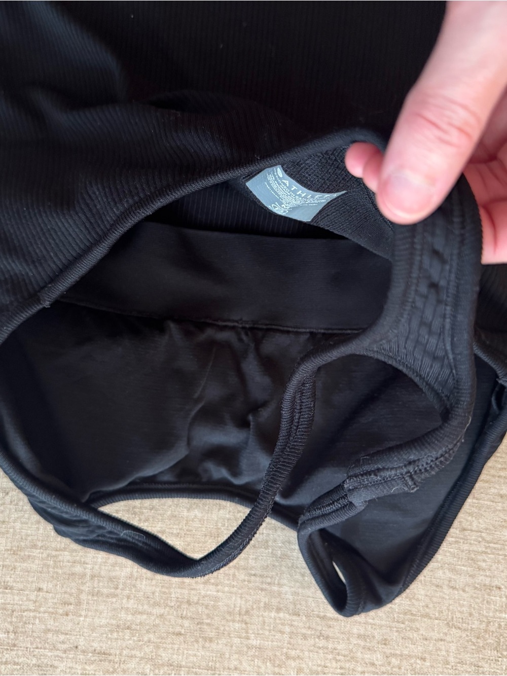 Athleta Black Ribbed Racerback Tank Top - Picture 2 of 3